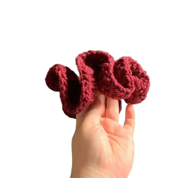 GIANT Oversized Crochet Scrunchie Hair Accessories Burgundy Handmade Coquette - Picture 6 of 7